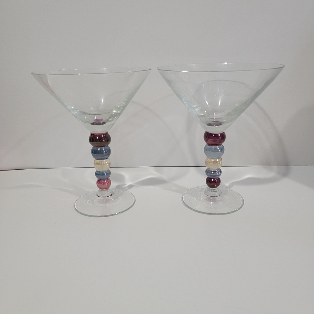 Colorful pearl Martini glasses set of 2